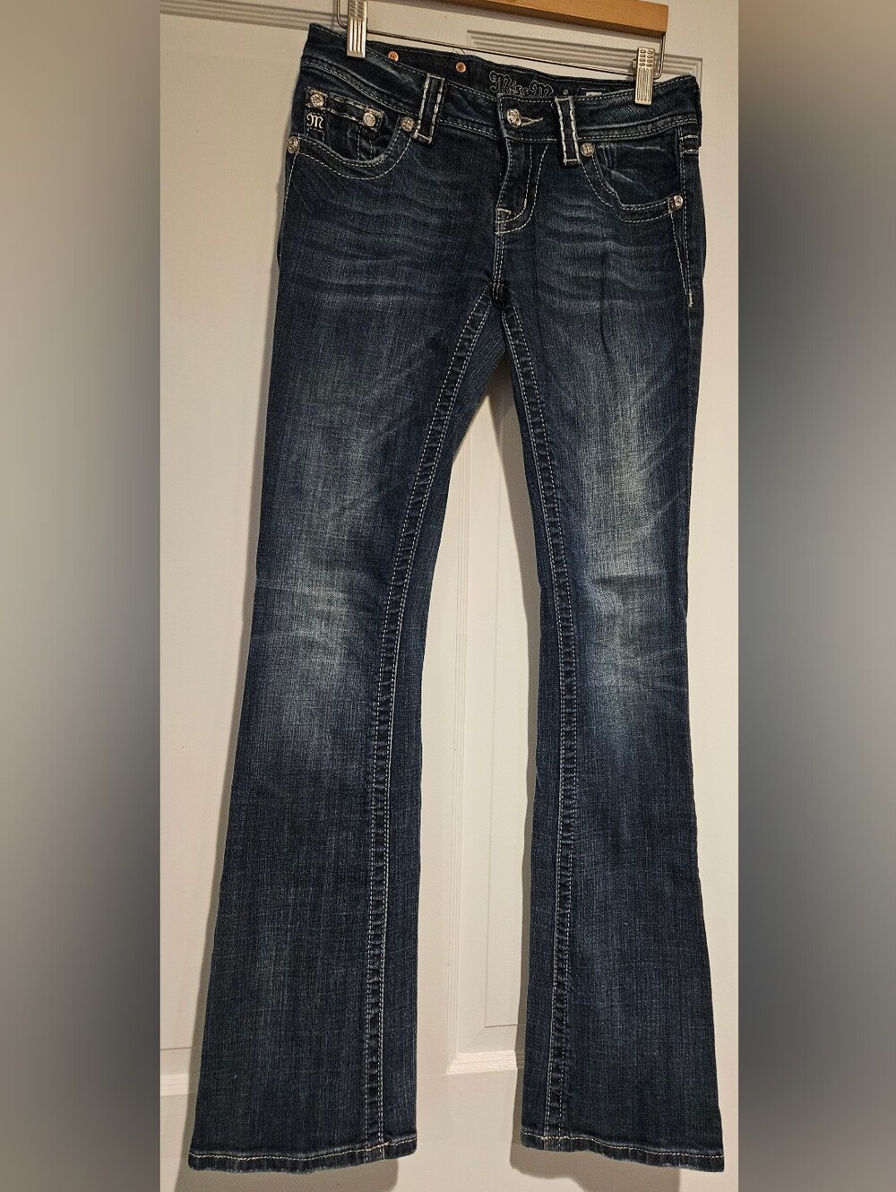 Miss Me Dark Wash Flare Jeans - Blue